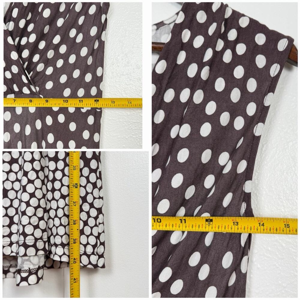 LASCANA Polka Dot Faux Wrap Midi Dress 6 Brown White Retro Pinup - Picture 5 of 8